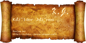 Káldor János névjegykártya