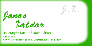 janos kaldor business card